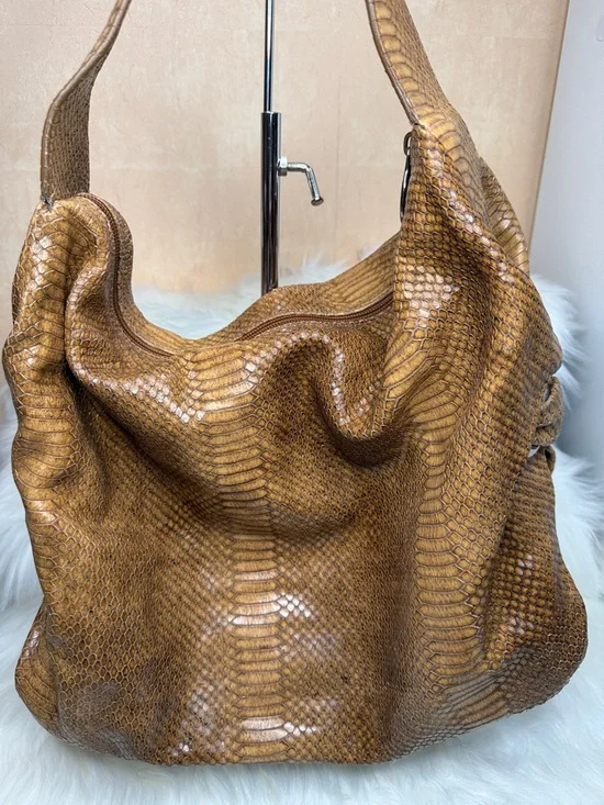 Furla Cognac Snake-Embossed Hobo Bag - Picture 10 of 10